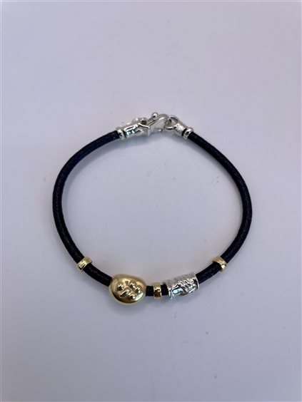 Bracciale Soma Gioielli Bracciale in oro, cuoio e argento in Pelle MIS B351 BR CU/AG/OG - MIS B351 BR CU/AG/OG